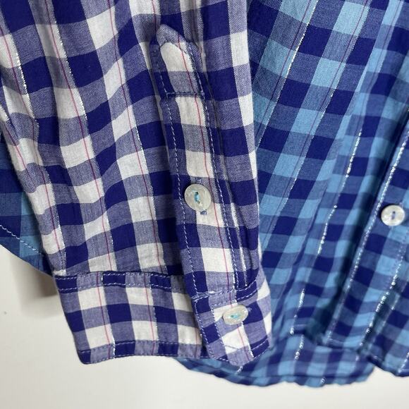 Pilcro Ombre Check Plaid Button Up Shirt Purple Womens Small Boho Anthropologie - Picture 4 of 8